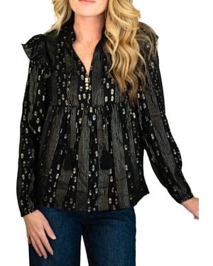 Sail To Sable Ruffle Front Top - Black