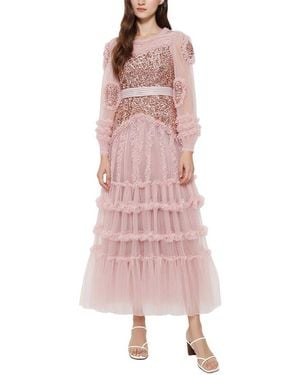AMINA GLAM Embellished Maxi Dress - Pink