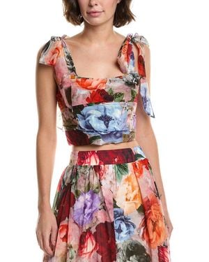 Alice + Olivia Alice + Olivia Haven Silk-blend Cropped Top - Red