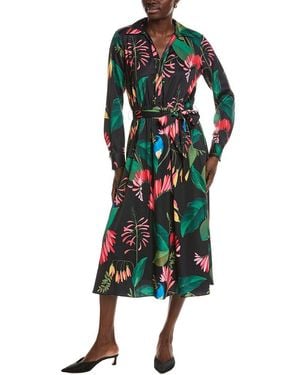 Tahari Half Placket Faux Wrap Maxi Dress - Green