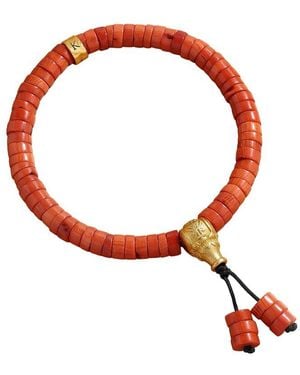 Karma and Luck Plated Coral Stretch Bracelet - Red
