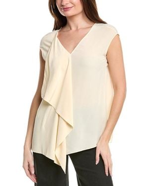 Lafayette 148 New York Convertible Asymmetrical Silk Blouse - Natural