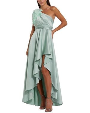 Mac Duggal Ruffled One Shoulder Cut Out Hi-Lo Gown - Green