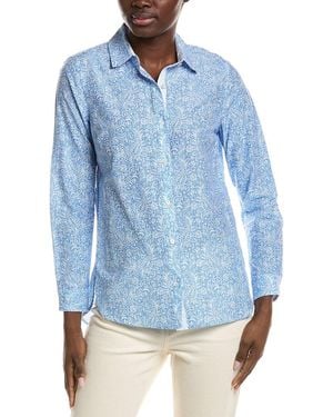 J.McLaughlin Britt Silk-Blend Blouse - Blue