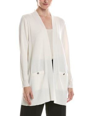 Anne Klein Rib Pocket Cardigan - White