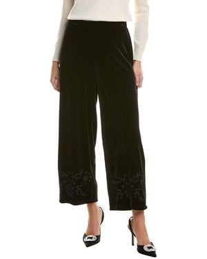 Jones New York Velvet Embroidered Wide Leg Pant - Green