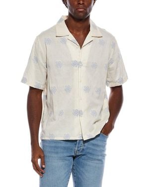 Slate & Stone Embroidered Weave Floral Shirt - White
