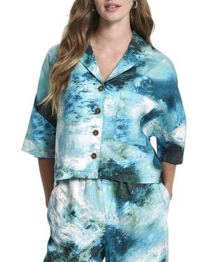 DKNY Buttoned Linen Shirt - Blue