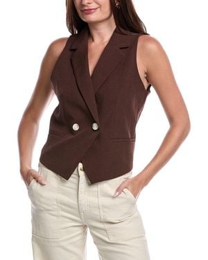 Jones New York Double-Breasted Notch Collar Vest - Brown