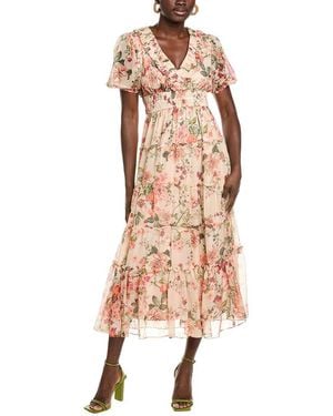 Maison Tara Picasso Chiffon Maxi Dress - Natural