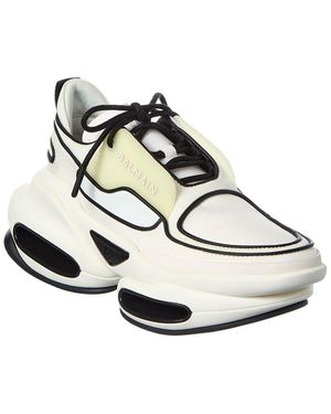 Balmain Bold Low Top Leather Trainer - White