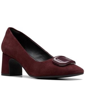 Clarks Fernie Trim Suede Pump - Red