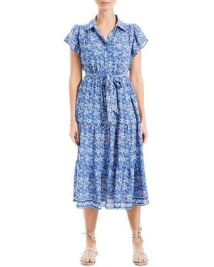 Max Studio Collar Midi Dress - Blue