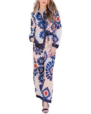 AMINA GLAM 2Pc Shirt & Pant Set - Blue