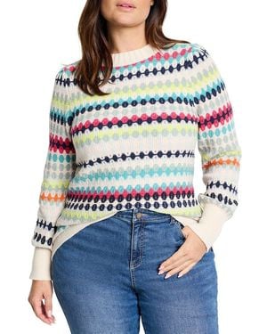 NIC+ZOE Plus Pattern Waffle Stitch Jumper - Blue