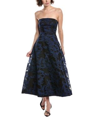 THEIA Laurie Jacquard Midi Dress - Blue