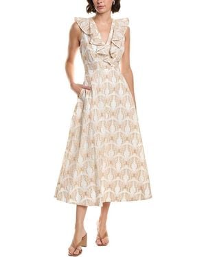 MILLY Poplin Foliage Dress - Natural