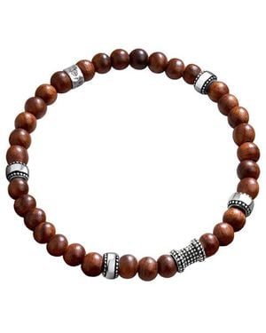 Karma and Luck Plated Stretch Bracelet - Brown
