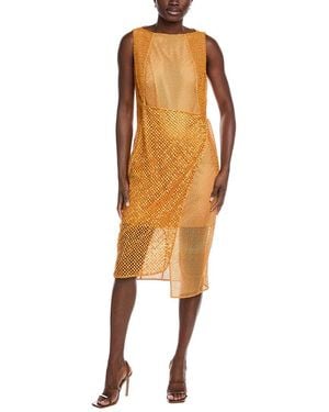 Akris Sleeveless Lace Silk-Lined Midi Dress - Orange