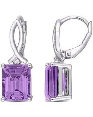 Rina Limor Silver 6.46 Ct. Tw. Gemstone Octagon Earrings - Purple
