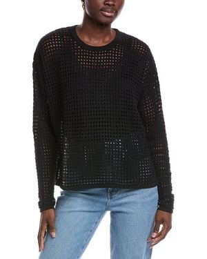 Minnie Rose Open Knit Cashmere-Blend Sweater - Black