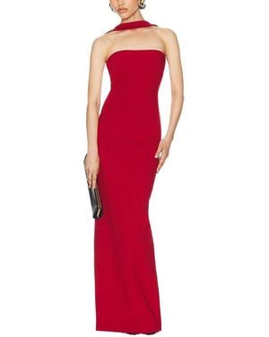 VERA DOLINI Solid Maxi Dress - Red