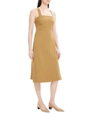 Theory Crossback Linen-blend Midi Dress - Natural