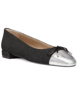 Stuart Weitzman Sleek Bow Denim & Leather Flat - Black