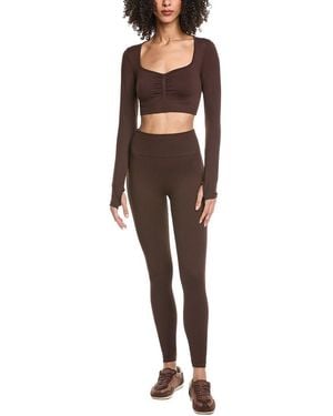 Marion 2pc Cropped Top & Yoga Legging Set - Brown