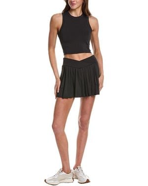 Marion 2.5in 2pc Skyline Cutout Pleated Skort Set - Black