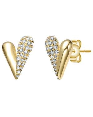 Rachel Glauber 14K Plated Cz Stud Earrings - Metallic