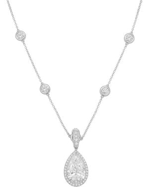 Diana M. Jewels Diana M. 14K 15.00 Ct. Tw. Lab-Grown Diamond Halo Pendant - Metallic