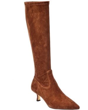 Stuart Weitzman Isla Zip Suede Knee-High Boot - Brown