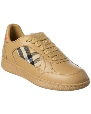 Burberry Terrace Check Canvas & Leather Trainer - Natural