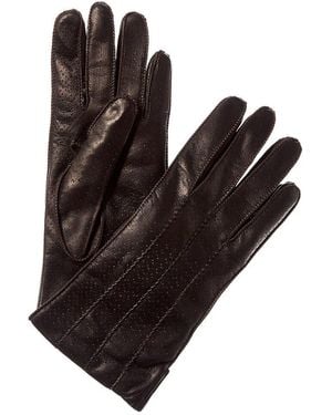 Portolano Contrast Colour Stitch & Lining Leather Gloves - Brown
