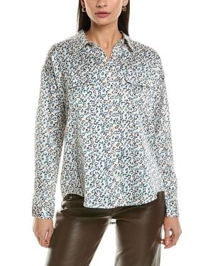 Fate Animal Print Satin Button-Down Shirt - Gray