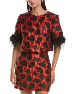 MILLY Ruthe Jacquard Top - Red