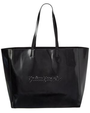 Palm Angels Shiny Palm Medium Shopping Tote - Black