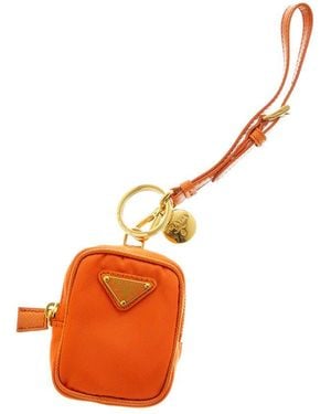 Prada Re-Nylon & Leather Keychain - Orange
