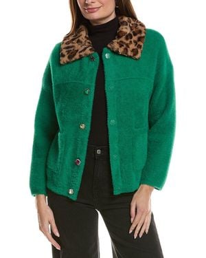 NVLT Eyelash Knit Bomber Coatigan - Green