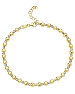 Italian Gold 14k Two-tone Beaded Bracelet - Metallic