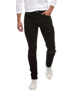 Amiri Leather-Trim Skinny Jean - Black
