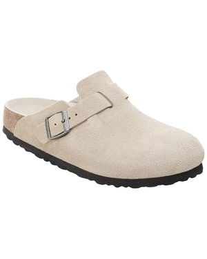Birkenstock Boston Soft Footbed Suede Sandal - White