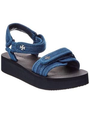 Tory Burch Flatform Sport Denim Sandal - Blue