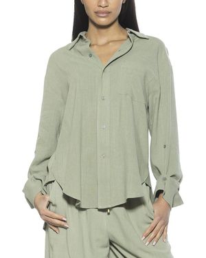 Alexia Admor Amber Linen-Blend Shirt - Green