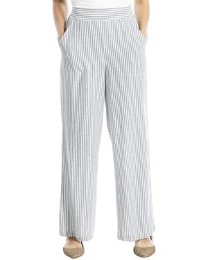 Max Studio Striped Wide Leg Pant - Gray