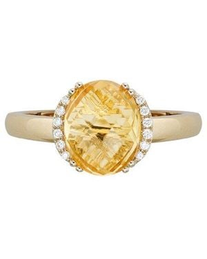Diamond Select Cuts 14K Diamond .06 Ct. & 3.98 Ct. Citrine Ring - Metallic