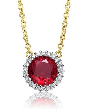Genevive Jewelry 14k Over Silver Cz Necklace - Red