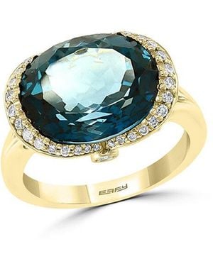 Effy Fine Jewelry 14K 10.36 Ct. Tw. Diamond & London Topaz Ring - Blue