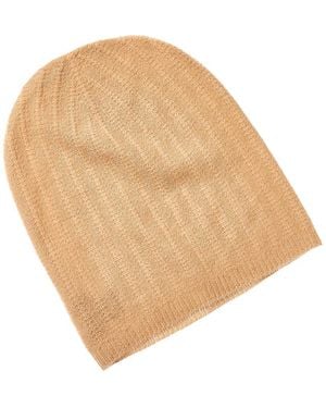 Hannah Rose Vertical Texture Slouchy Cashmere Hat - Natural